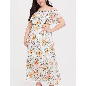 Torrid off-shoulder floral flounce maxi dress